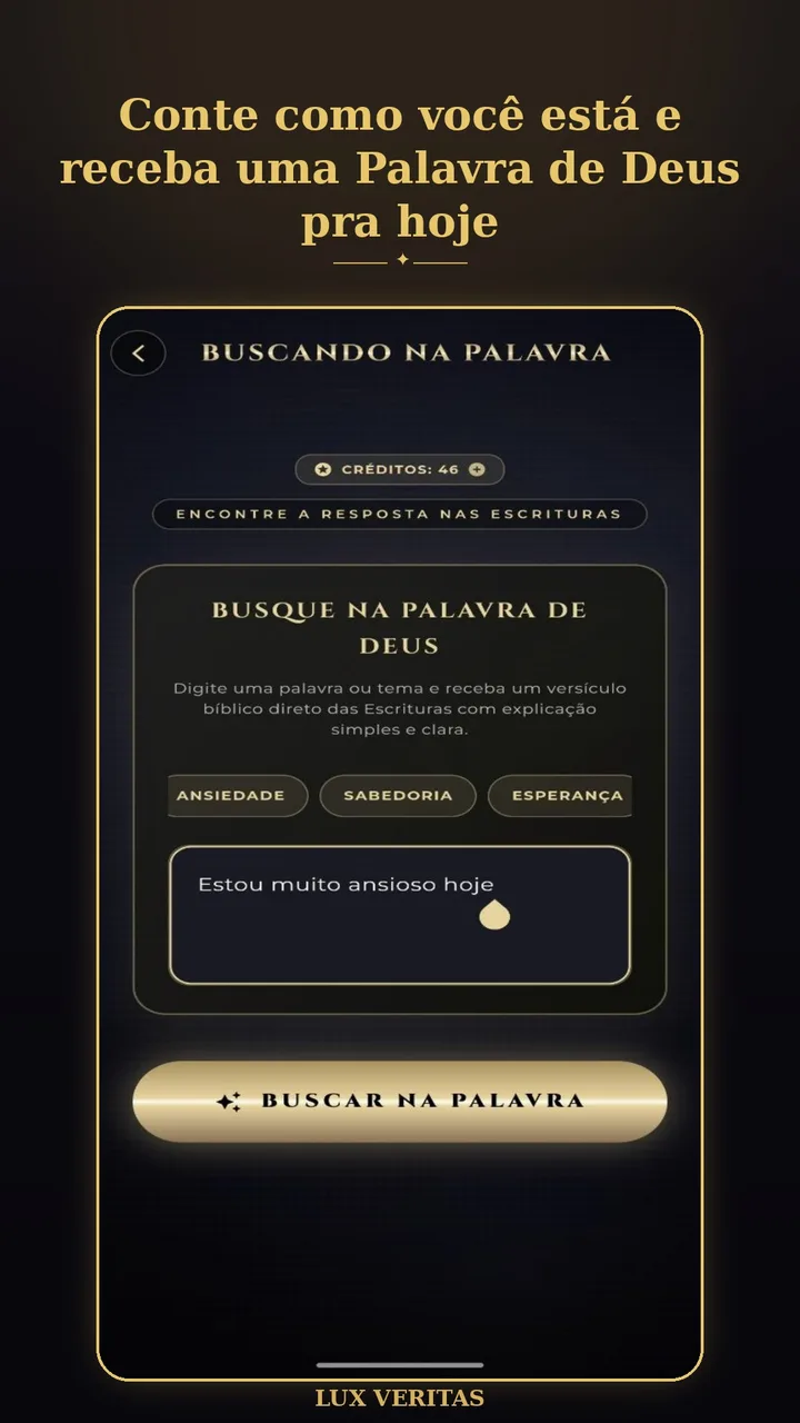 Tela do app Lux Veritas